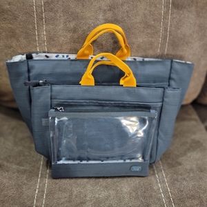 LUG Chariot 3 Piece Organizer Tote Set in Brushed Gray Storage Travel Bags